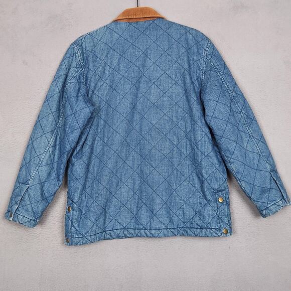 Talbots Jacket Womens Small Blue Quilted Denim Corduroy Collar Lined Barn - Picture 2 of 15